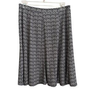 Liz Claiborne Black White Geometric Print A Line Skirt Stretch Womens Size S